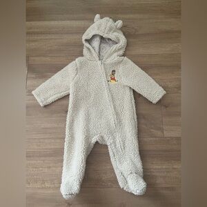 Disney Cream Bear Sherpa Hooded Footie with Winnie the Pooh